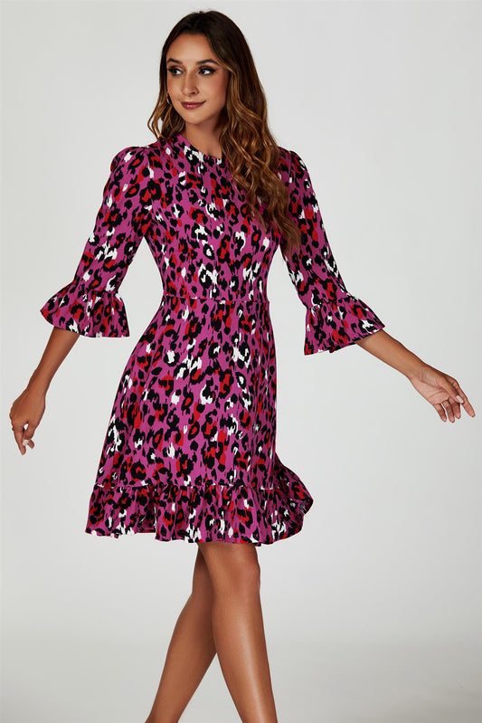 Leopard Print Mini Dress In Pink