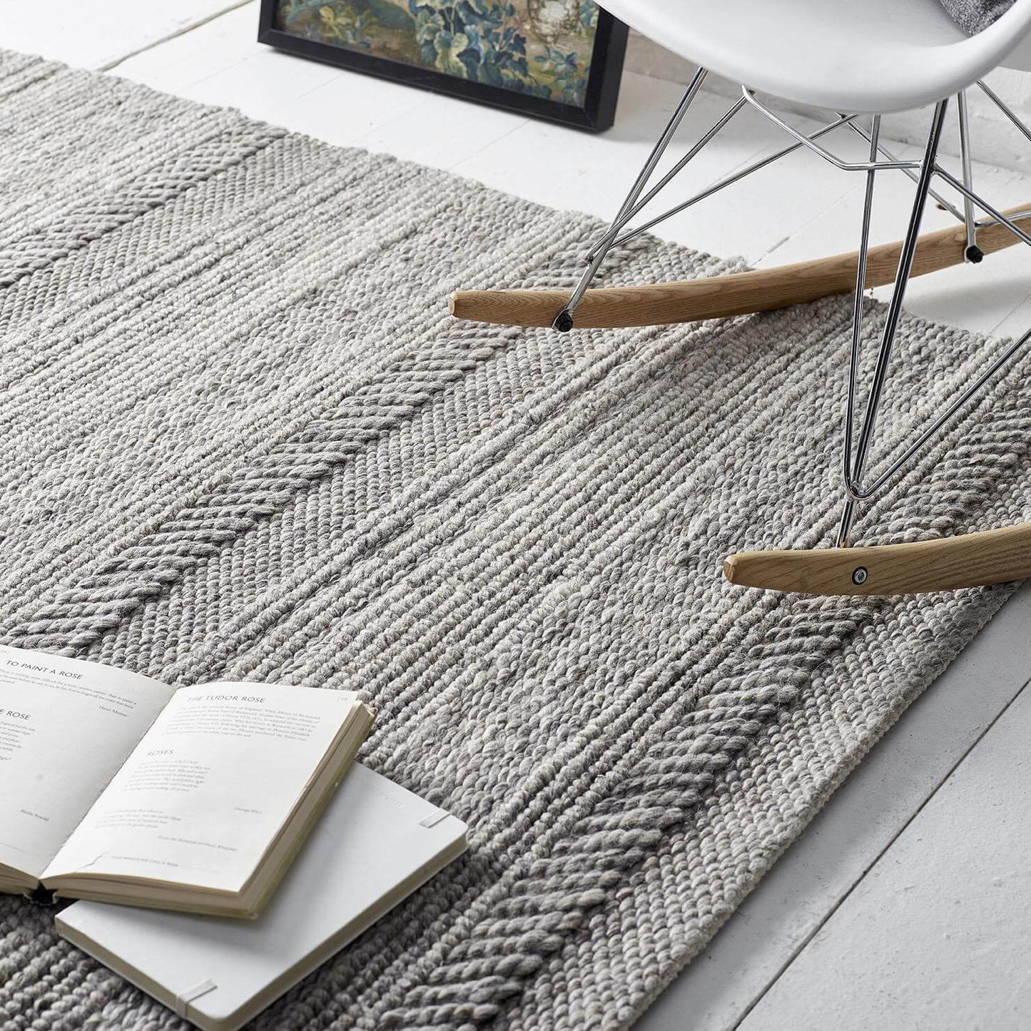Chunky Natural/Grey Knitted Rug