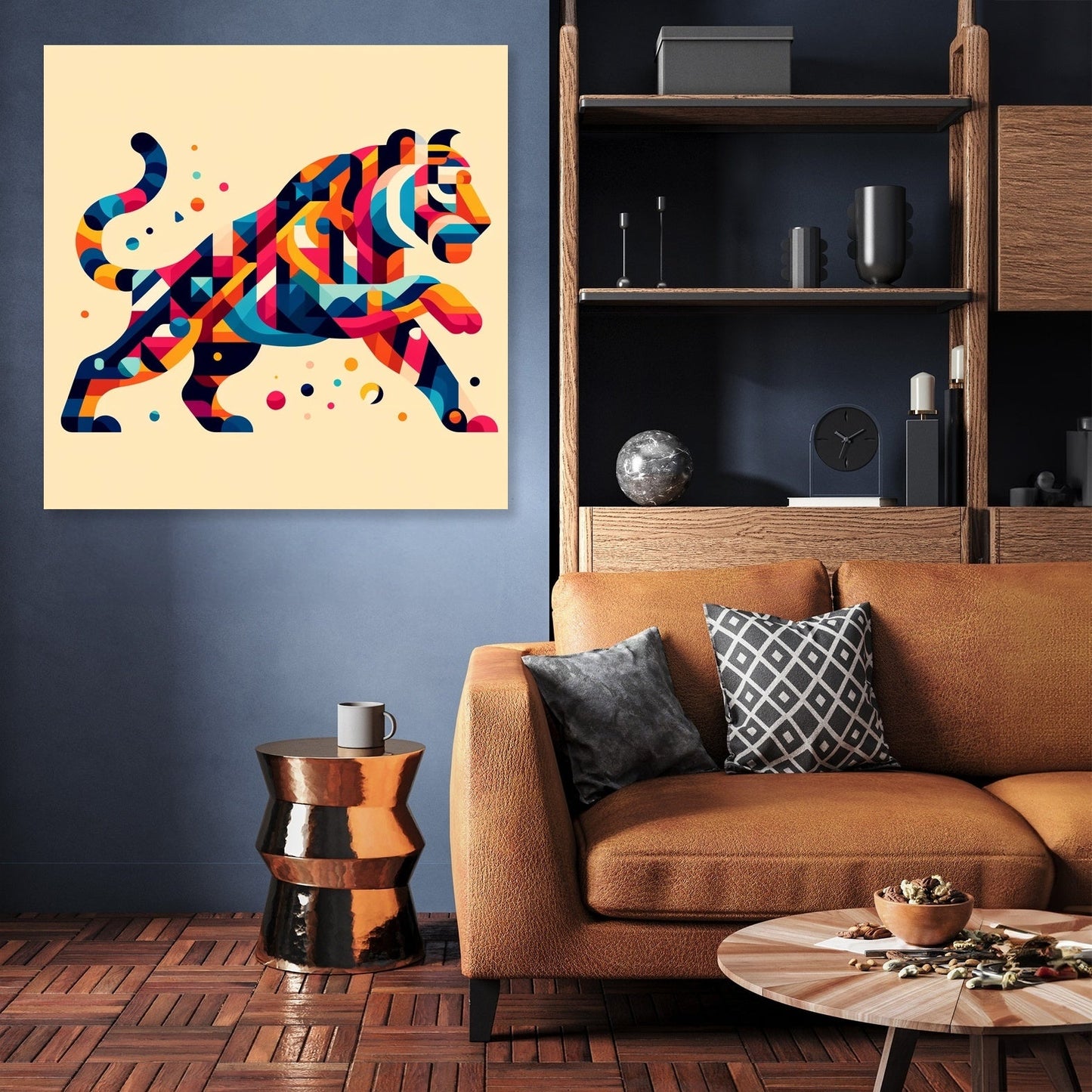 Vibrant Geometric Tiger Canvas