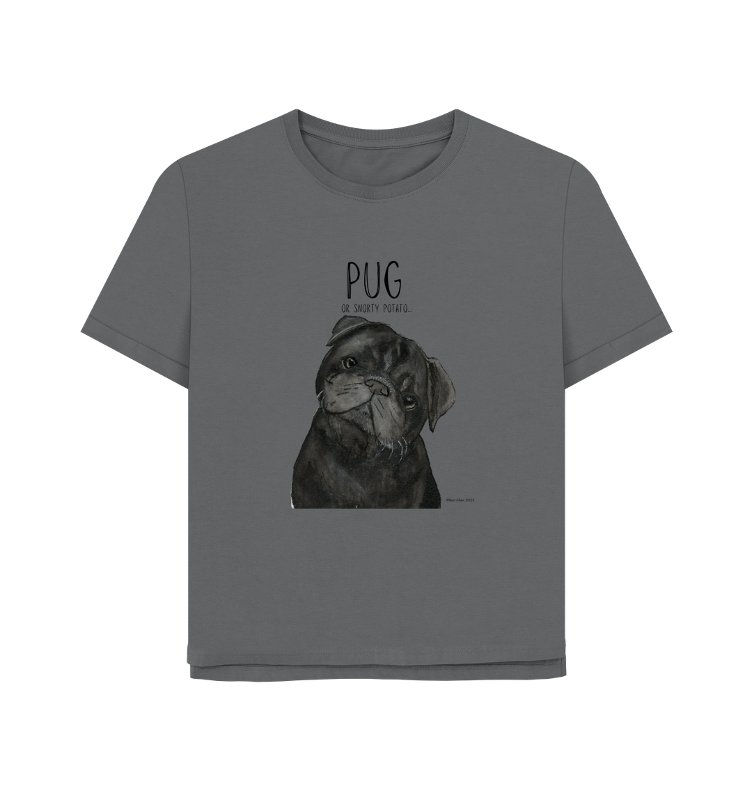 Snorty Potato Women’s Relaxed Fit Tee – Pug Life, Comfier Than Ever!