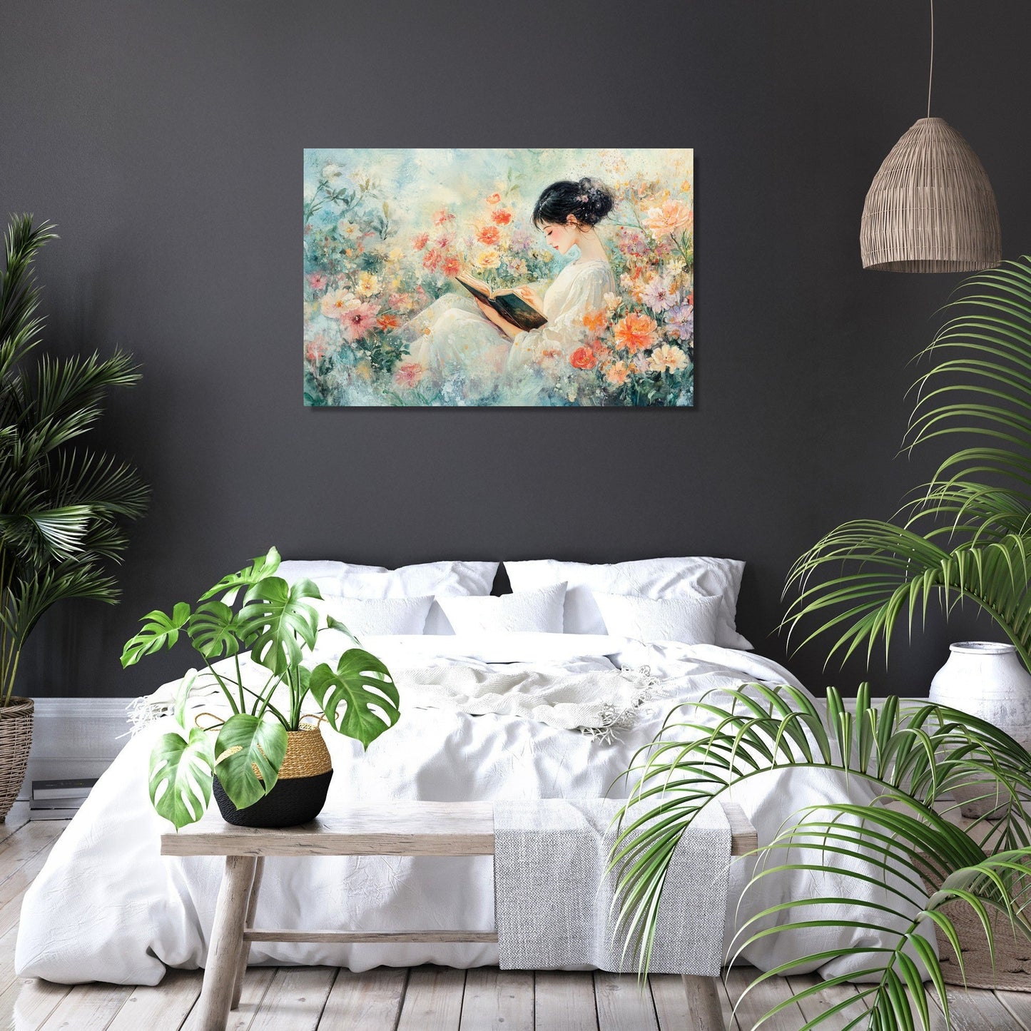 Mother’s Tranquil Reading Canvas