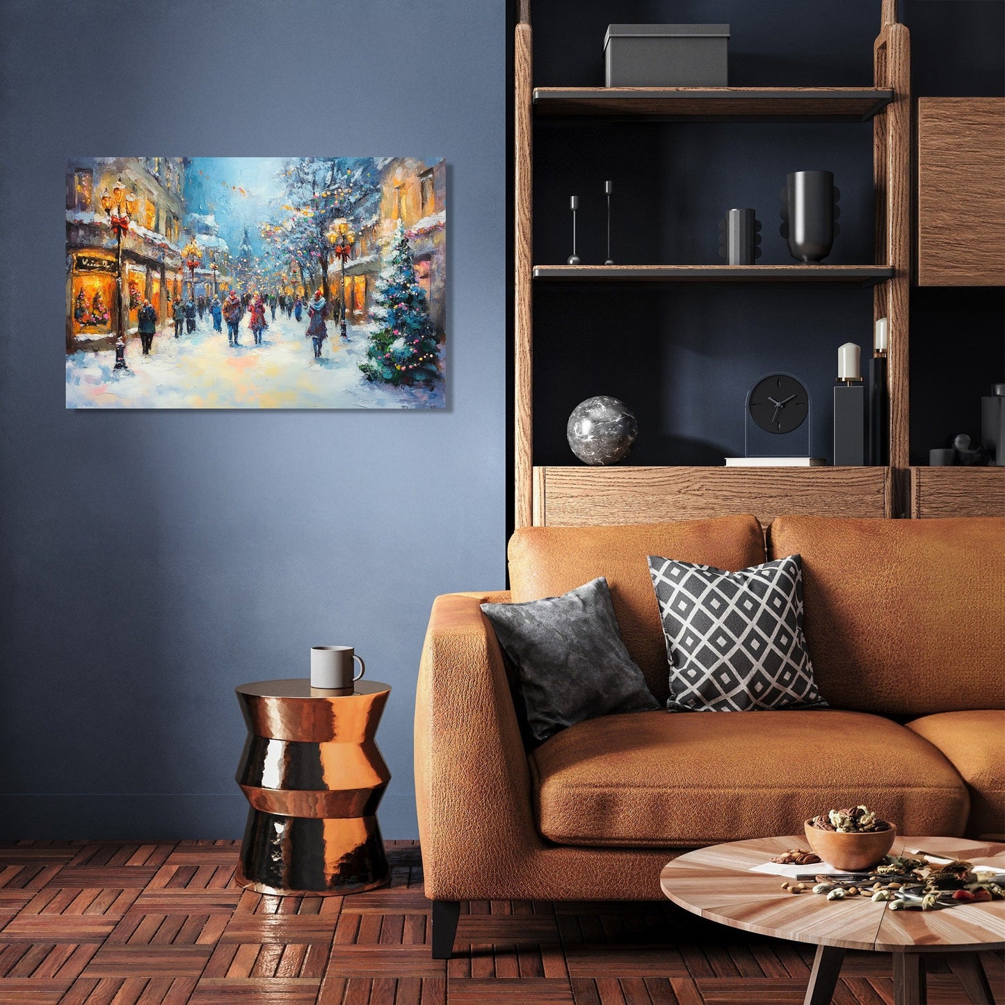 Festive Winter Street Canvas