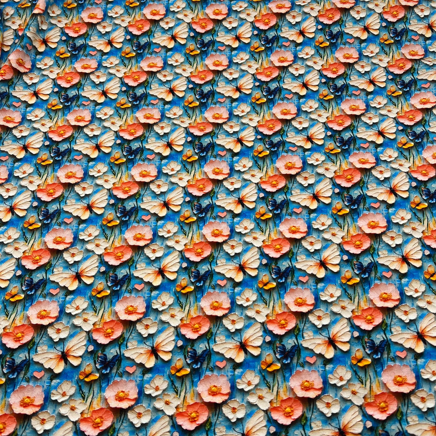 Butterfly Print Cotton Stretch Jersey 200 GSM 95/5 Lycra 4 Way Stretch