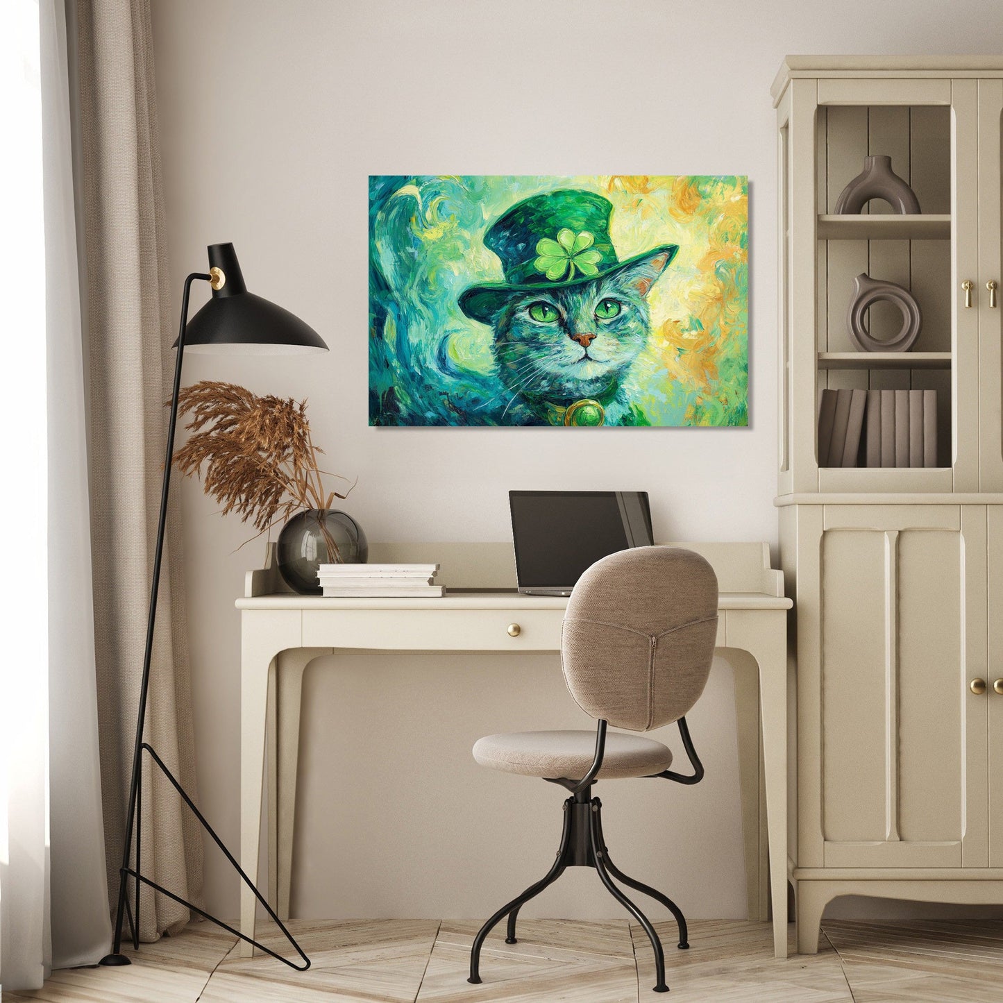 Lucky Leprechaun Cat Canvas
