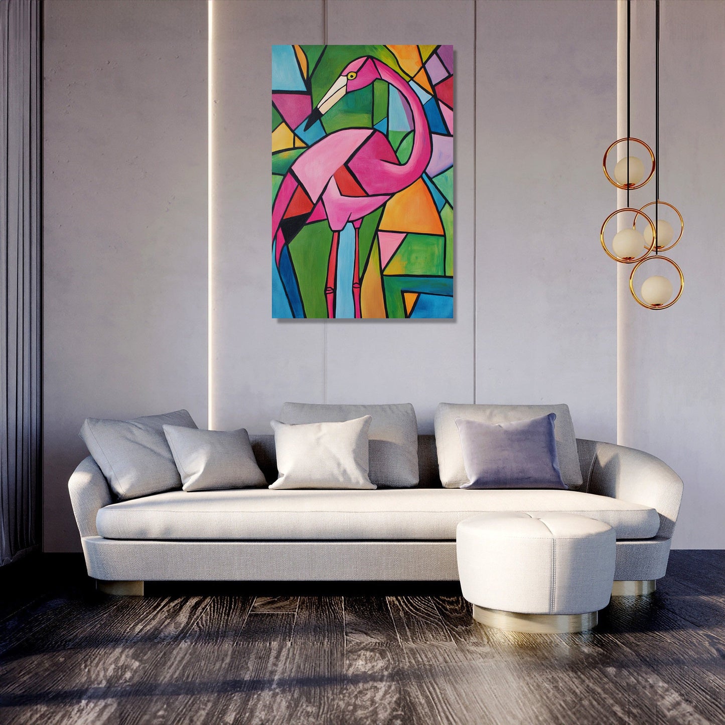 Geometric Flamingo Canvas