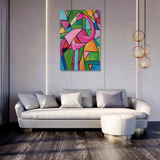 Geometric Flamingo Canvas