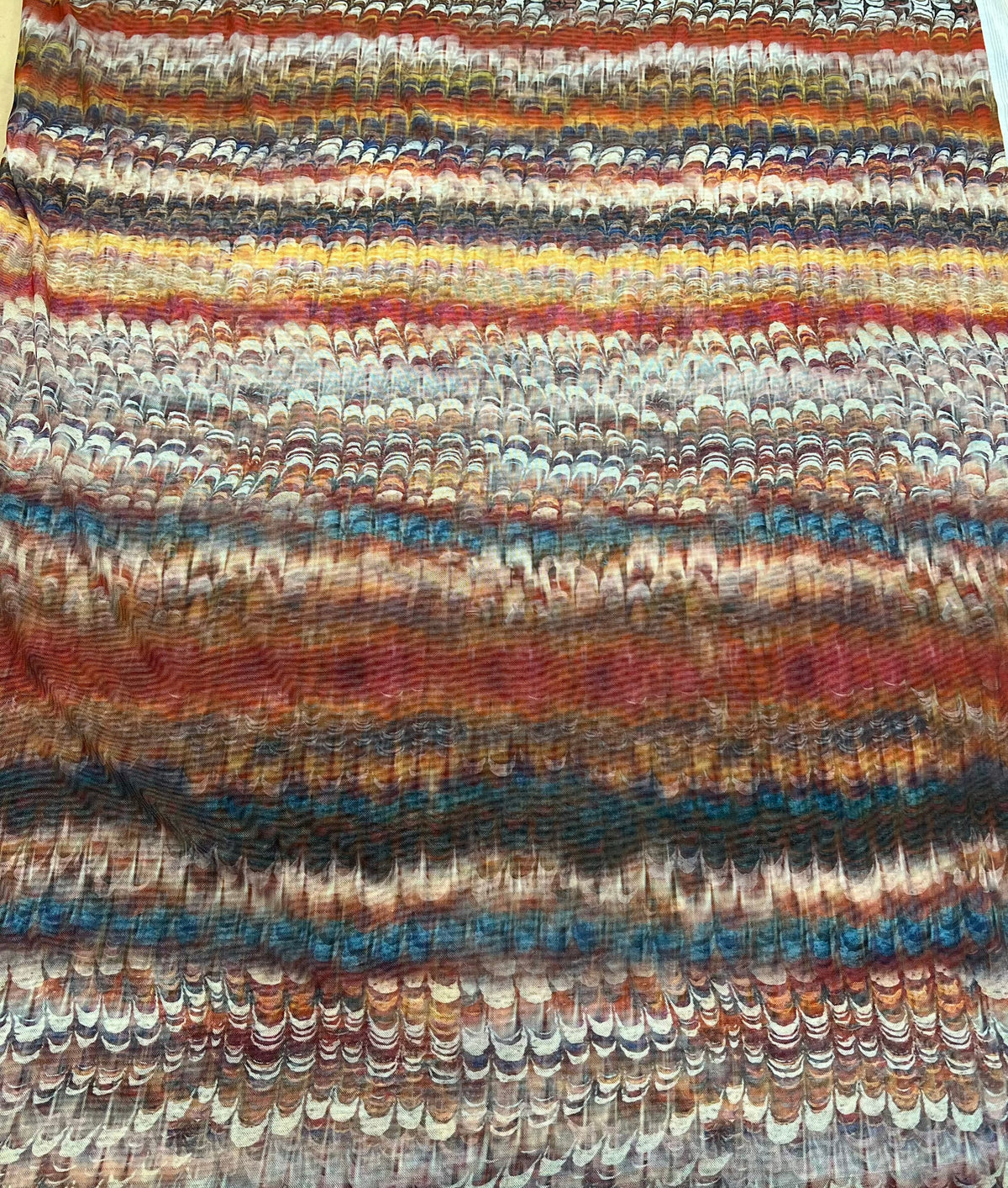 Feather Colourful Stripe Print Mesh Fabric Stretch