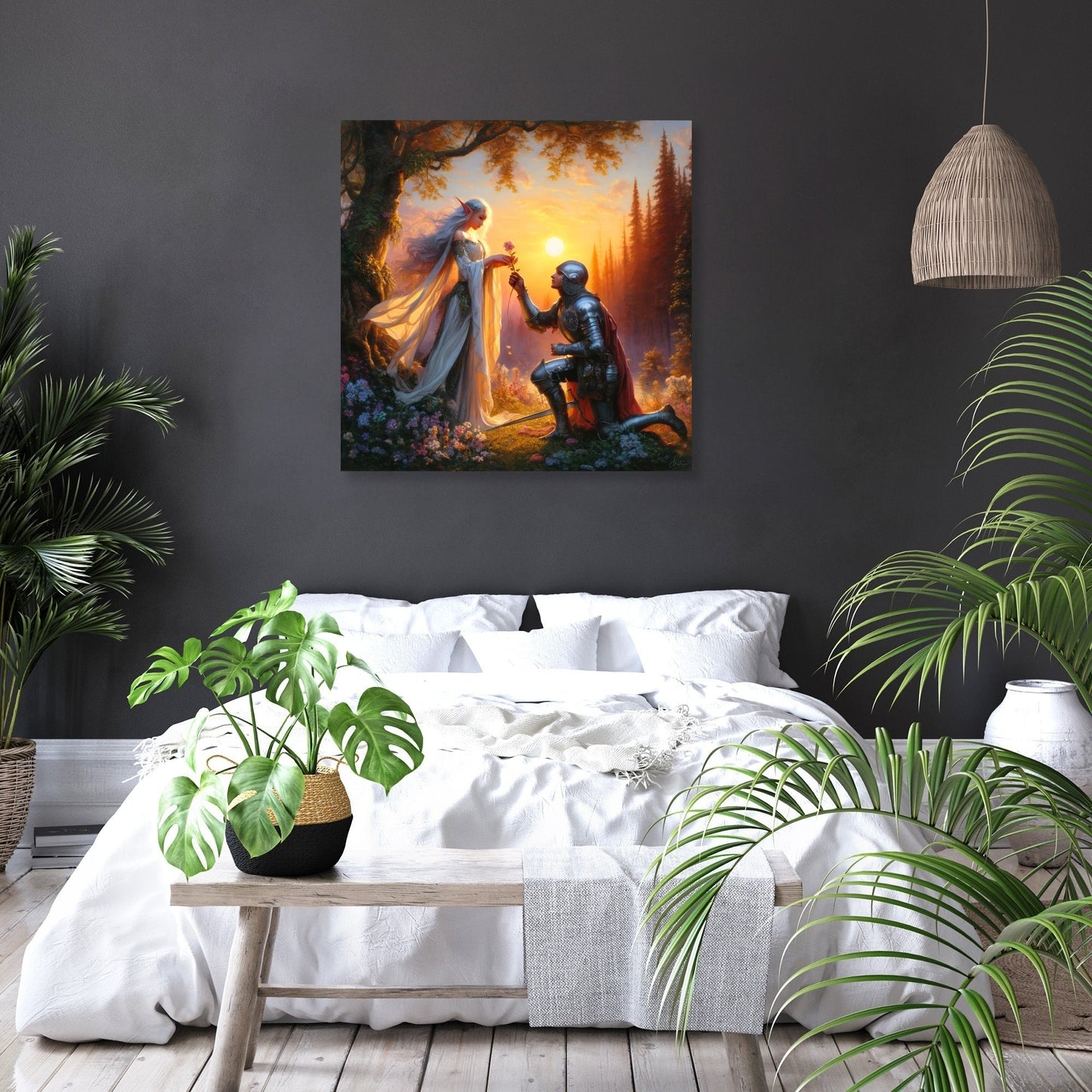 Sunset Vow Elf and Knight Canvas