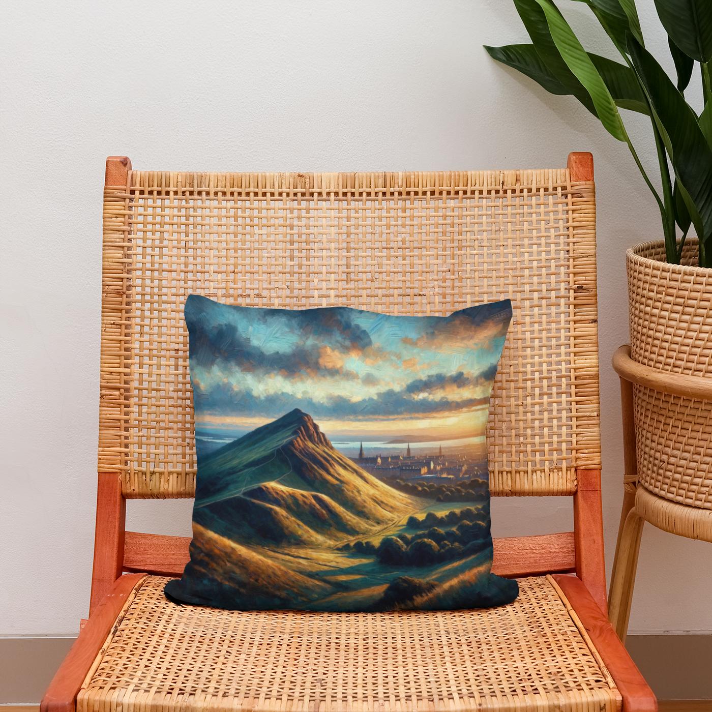 Edinburgh's Arthur's Seat Dusk Cotton Cushion