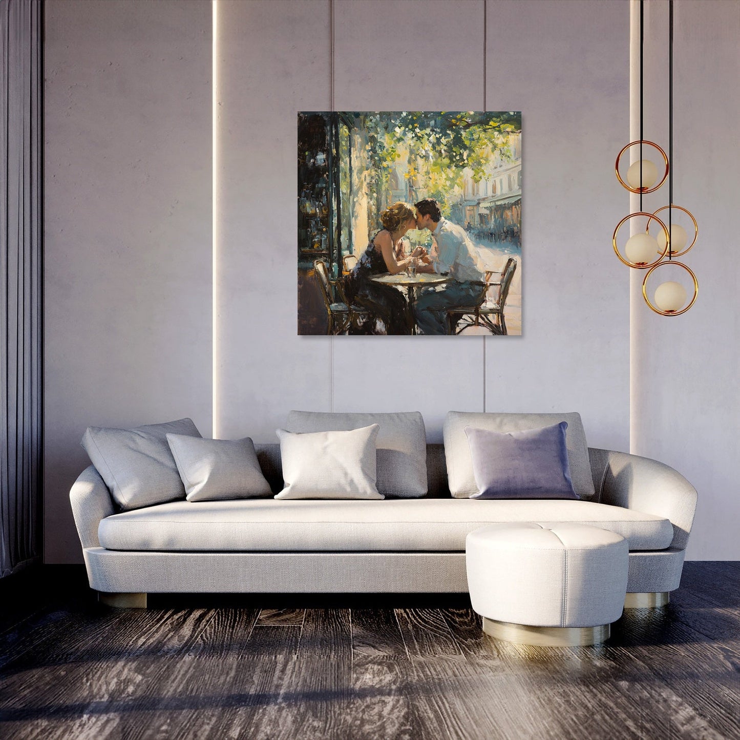 Lovers' Kiss Café Canvas