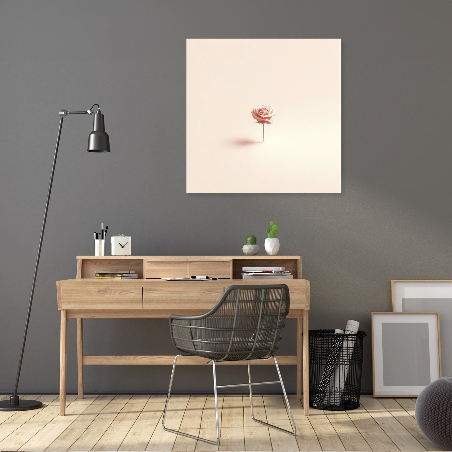 Minimalist Rose Contemplation Canvas