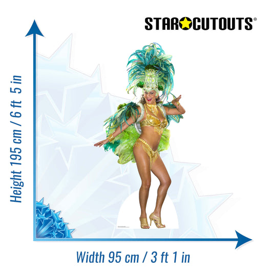 SC861 Groovy Green Festival Babe Cardboard Cut Out Height 195cm