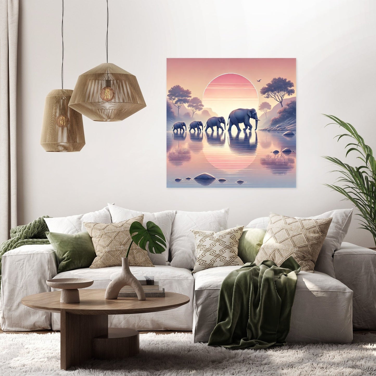 Elephant Sunrise Canvas