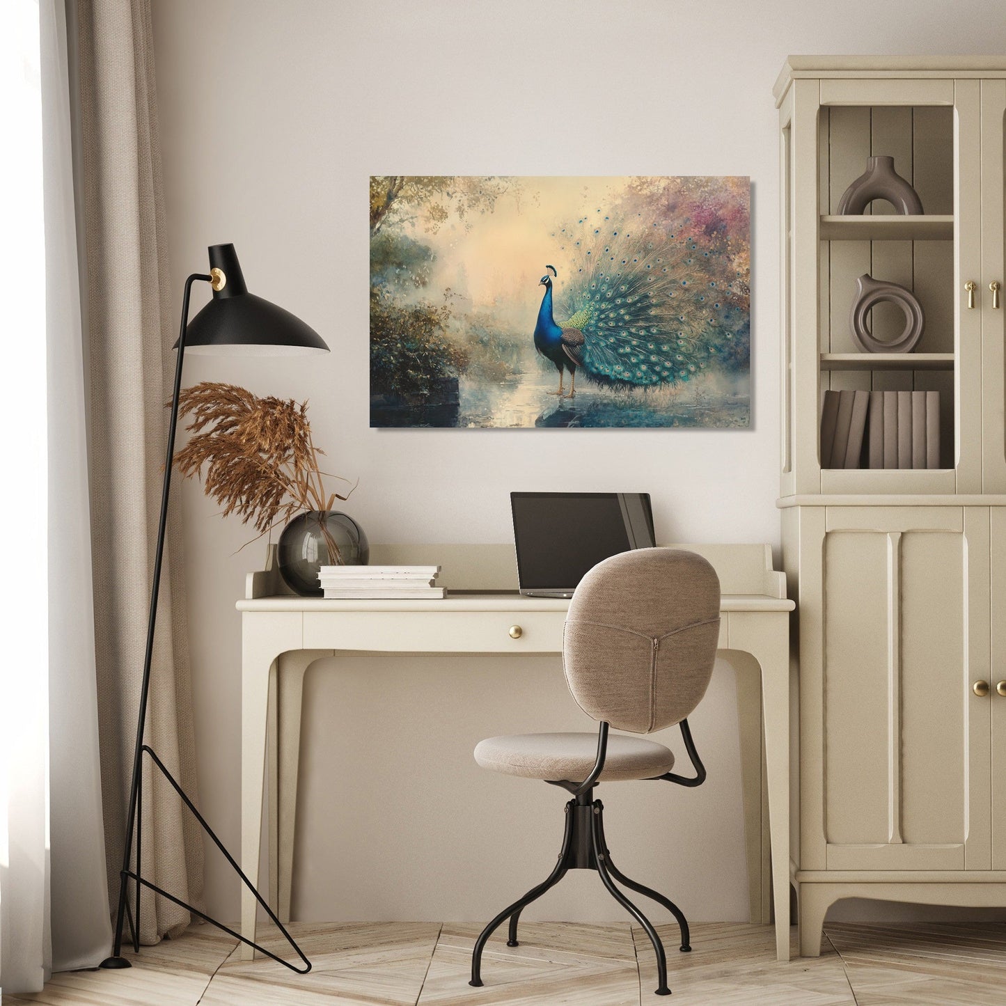 Peacock Tranquility Sunrise Canvas