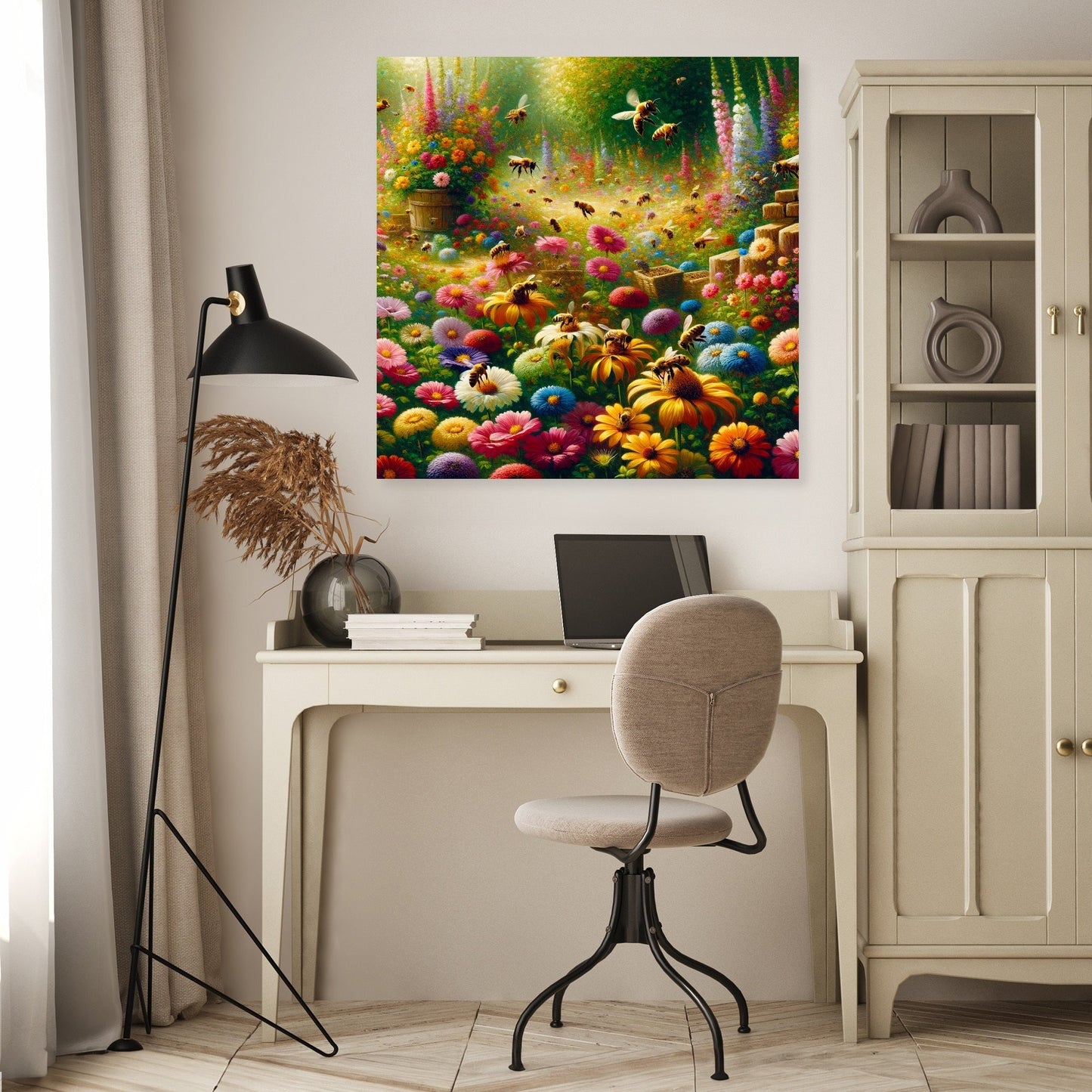 Bustling Garden Life Canvas
