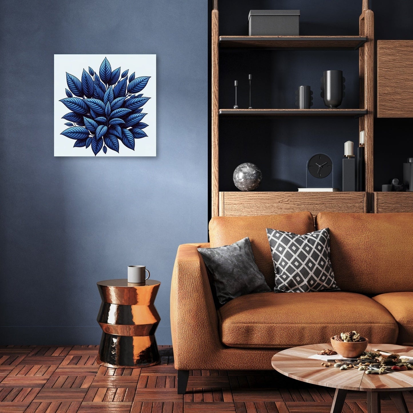 Indigo Foliage Embrace Canvas