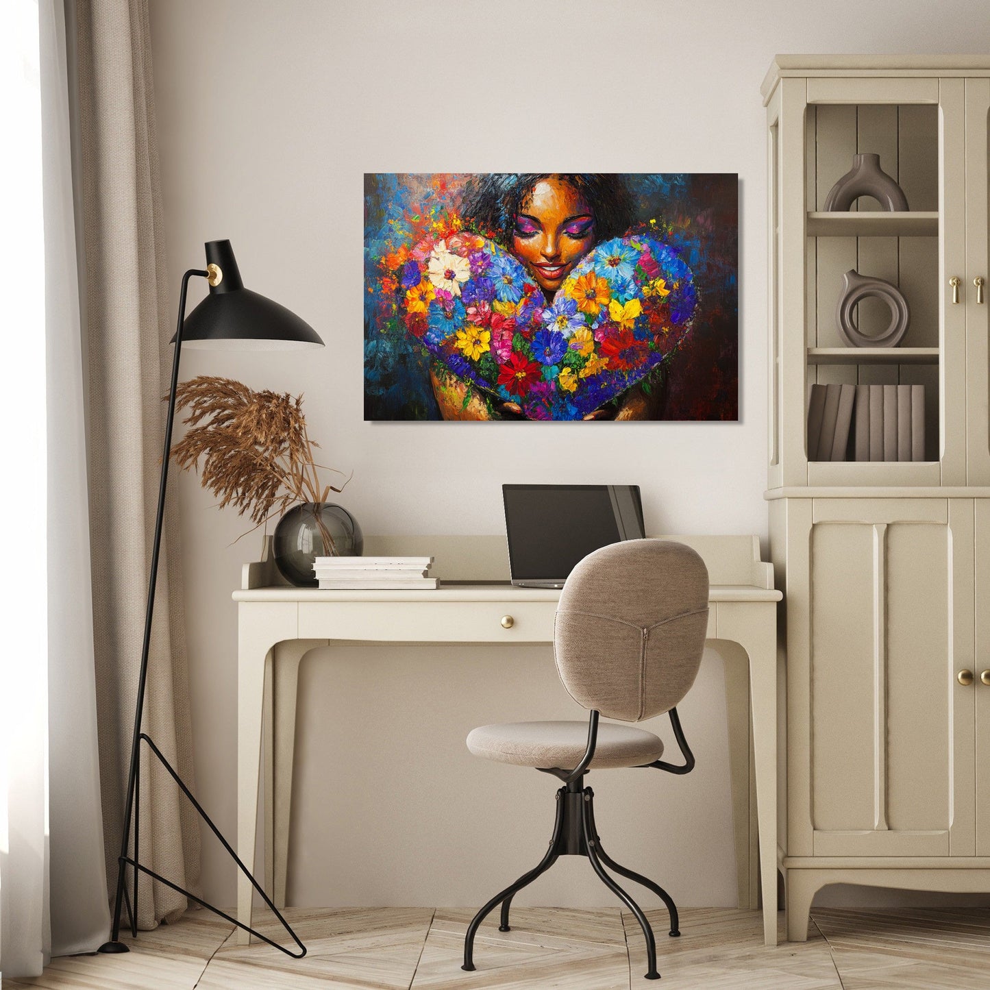 Floral Heart Embrace Canvas
