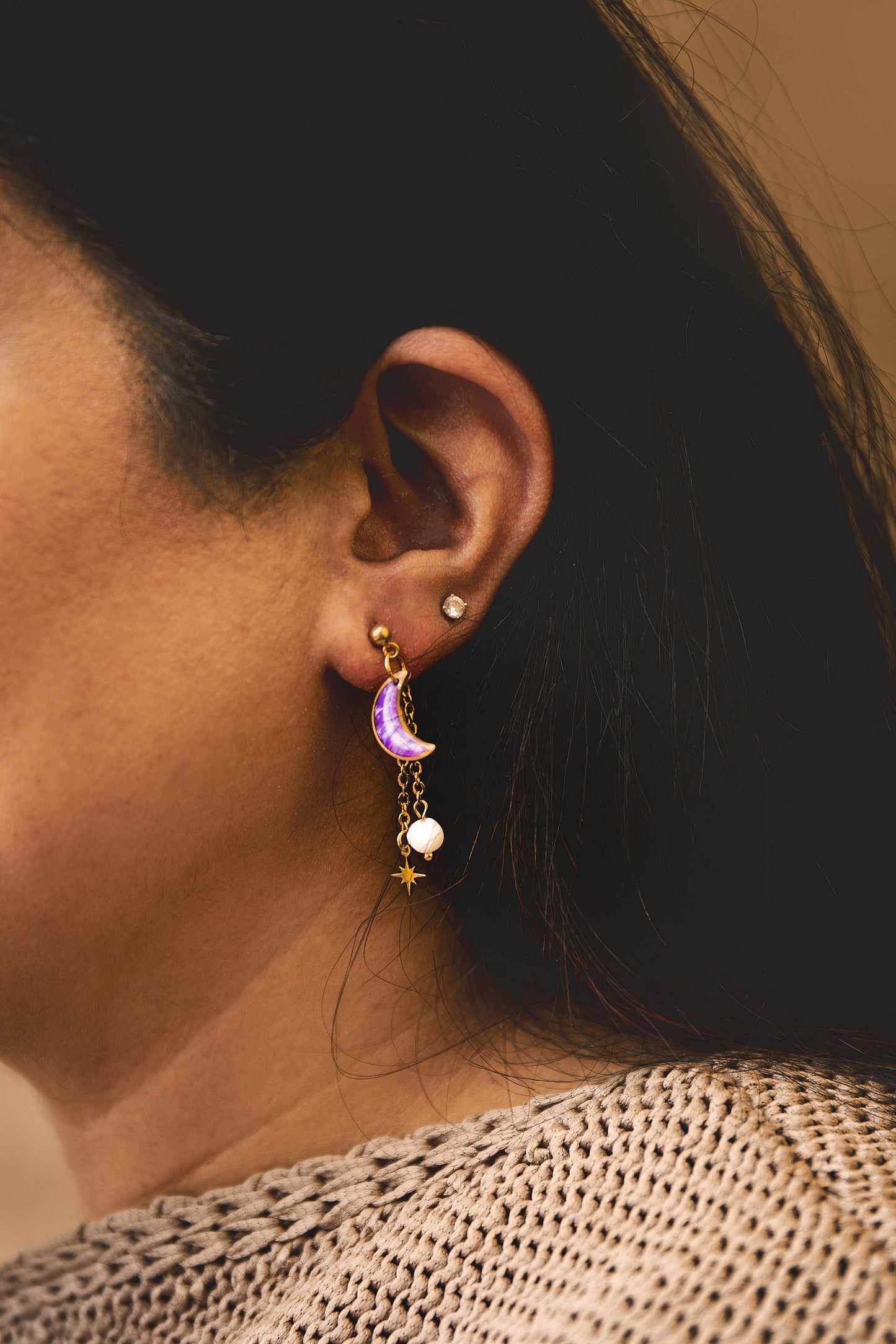 Celestia Stud Moon Charm