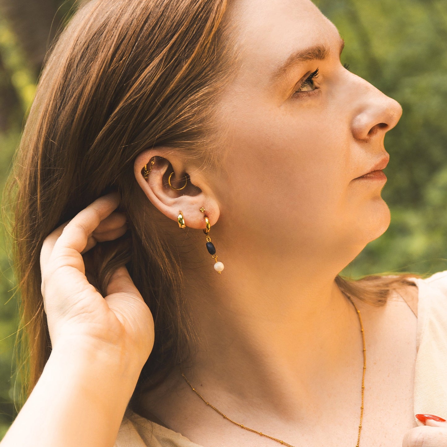 Terra Stud Huggie Duo Pebble