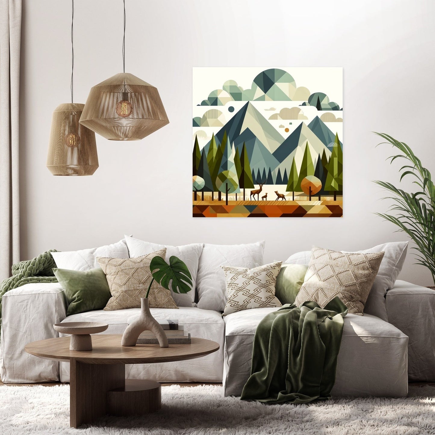 Geometric Forest Harmony Canvas