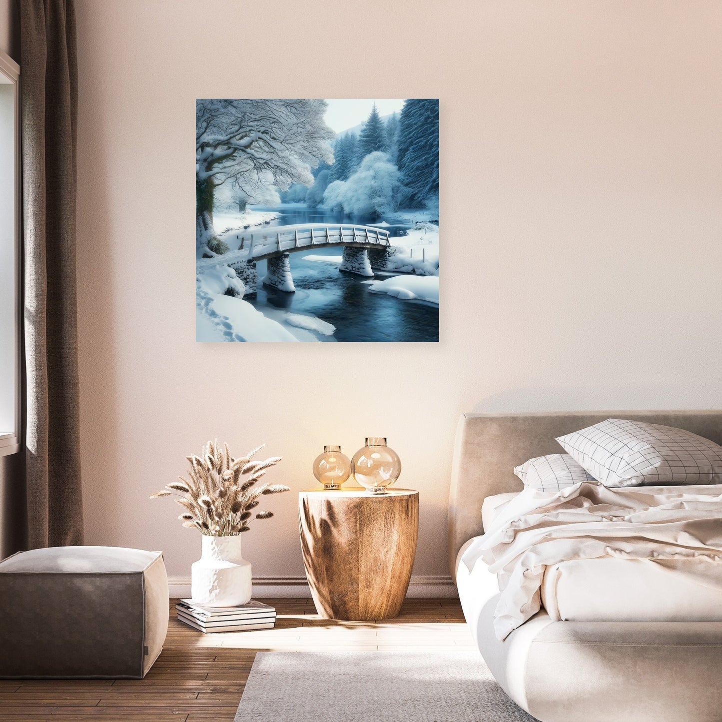 Winter Bridge Tranquility Canvas