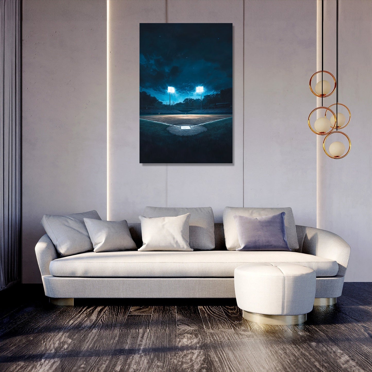 Baseball Field at Night Canvas