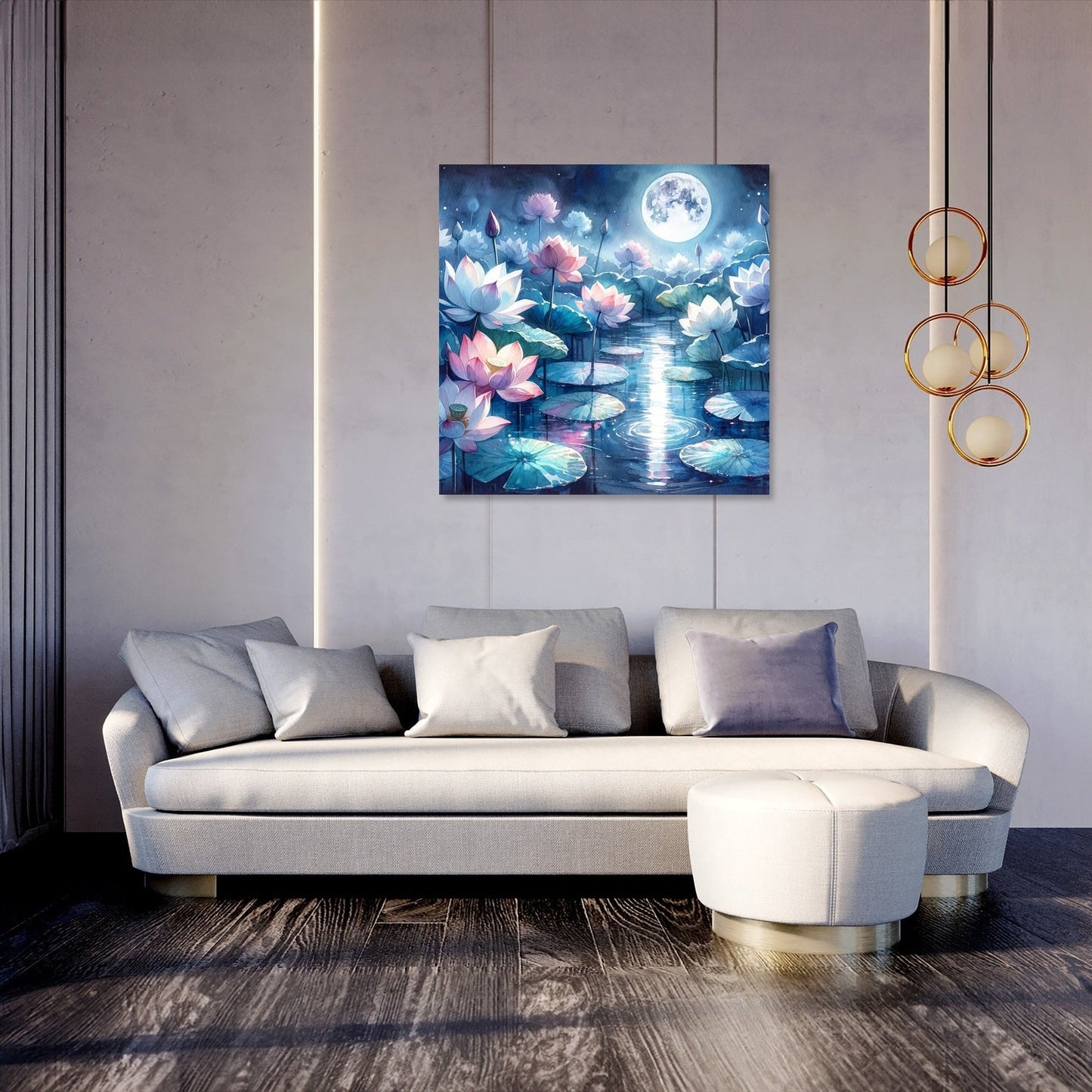 Moonlit Lotus Serenity Canvas