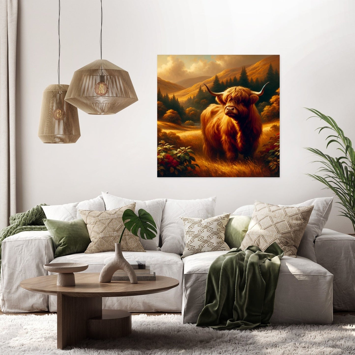 Timeless Highland Cow Serenity Canvas