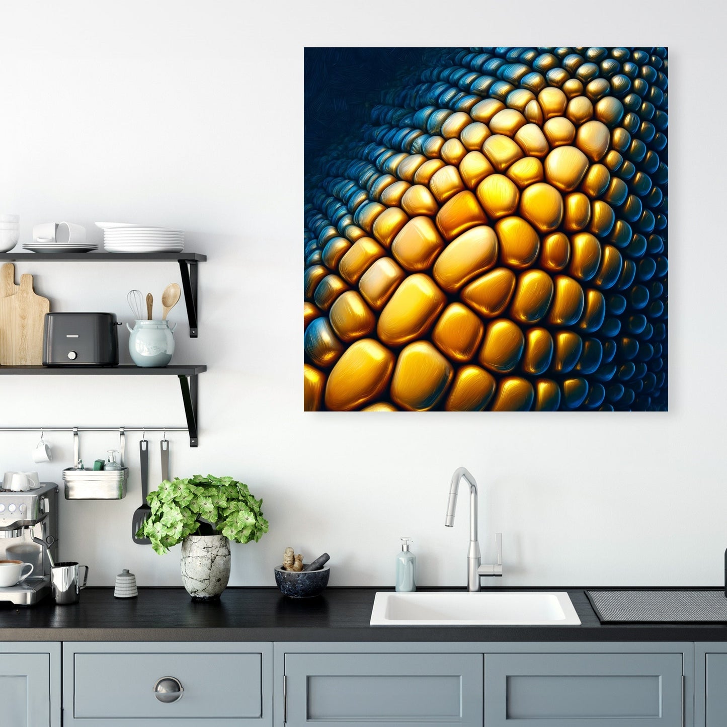 Golden Corn Mosaic Canvas
