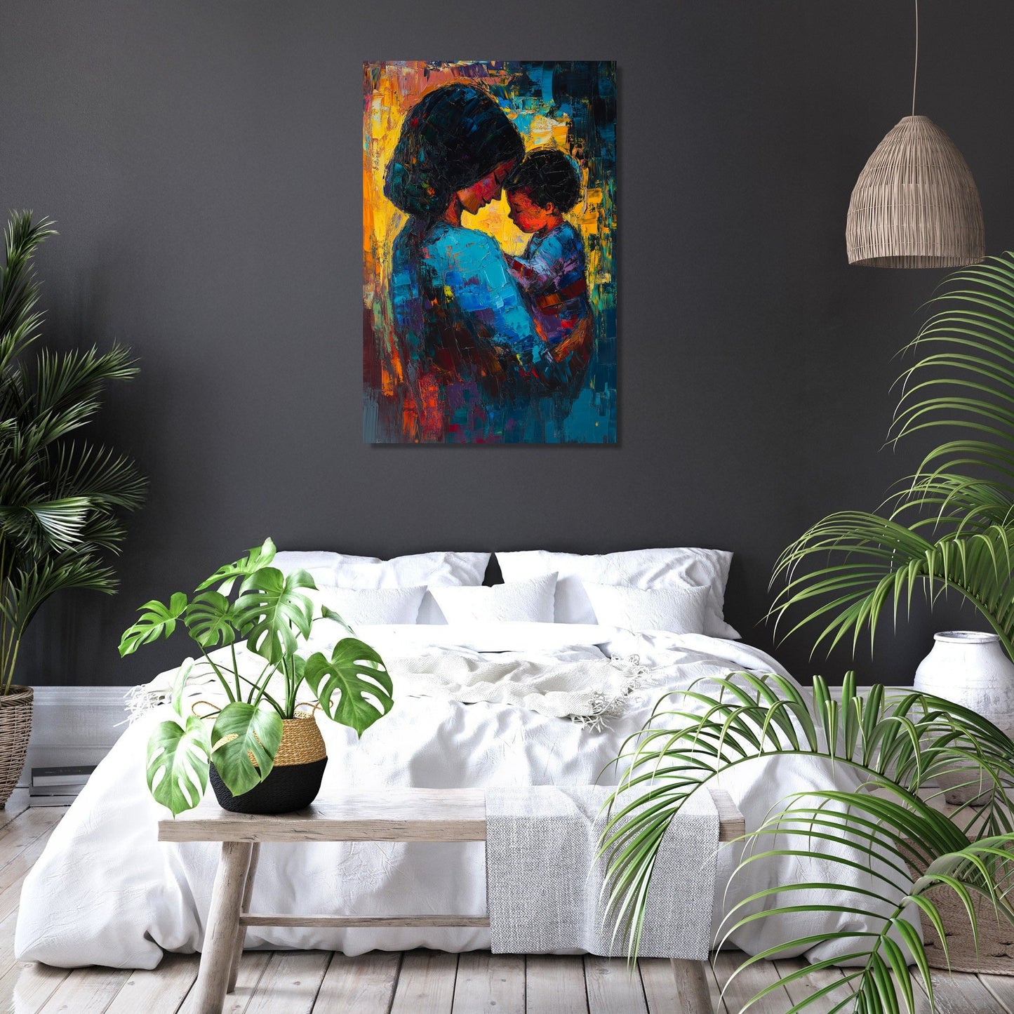 Mother and Child Vibrant Canvas
