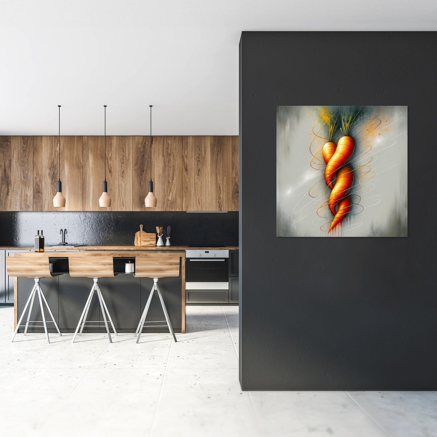 Whimsical Carrot Swirl Canvas