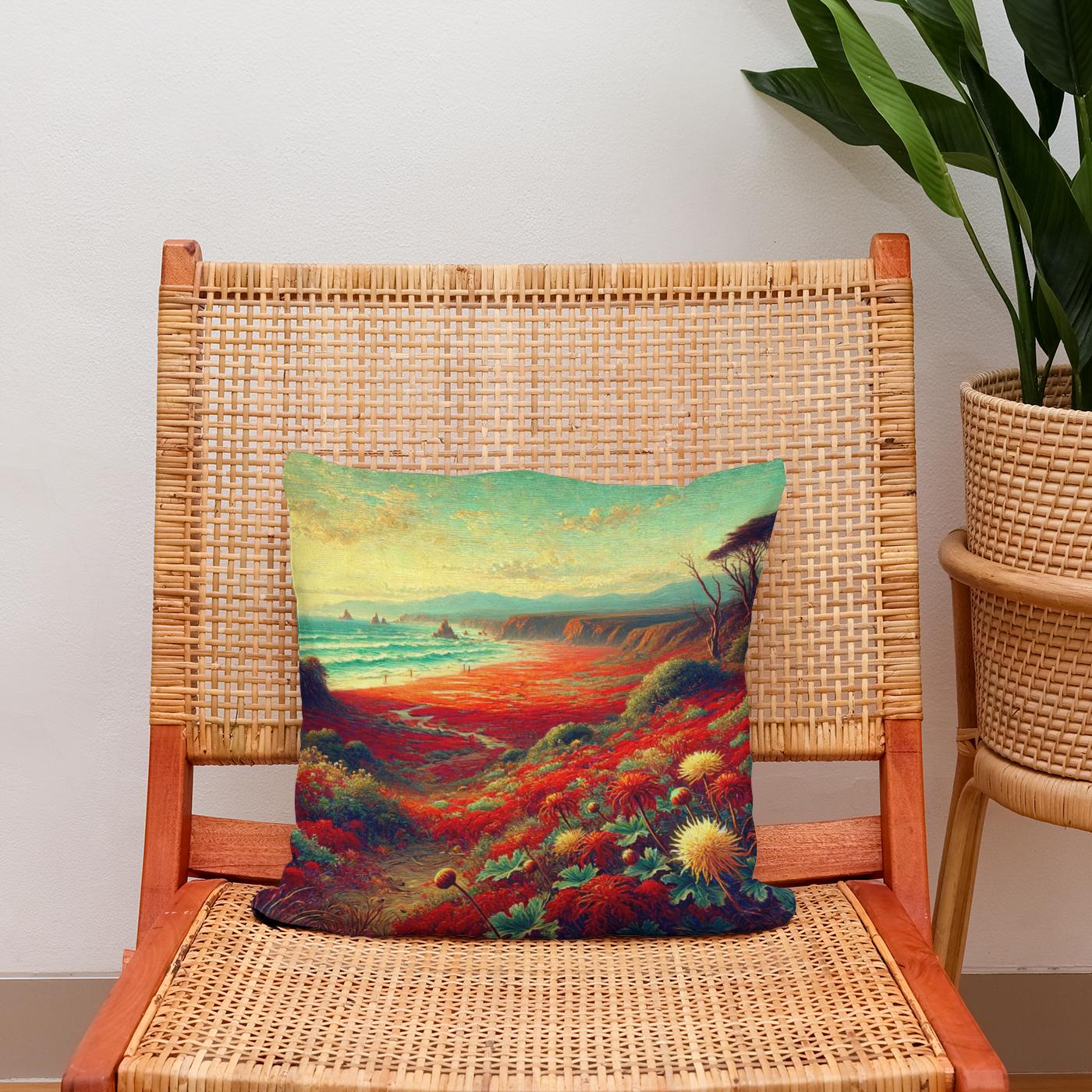 Victorian Red Beach Cotton Cushion