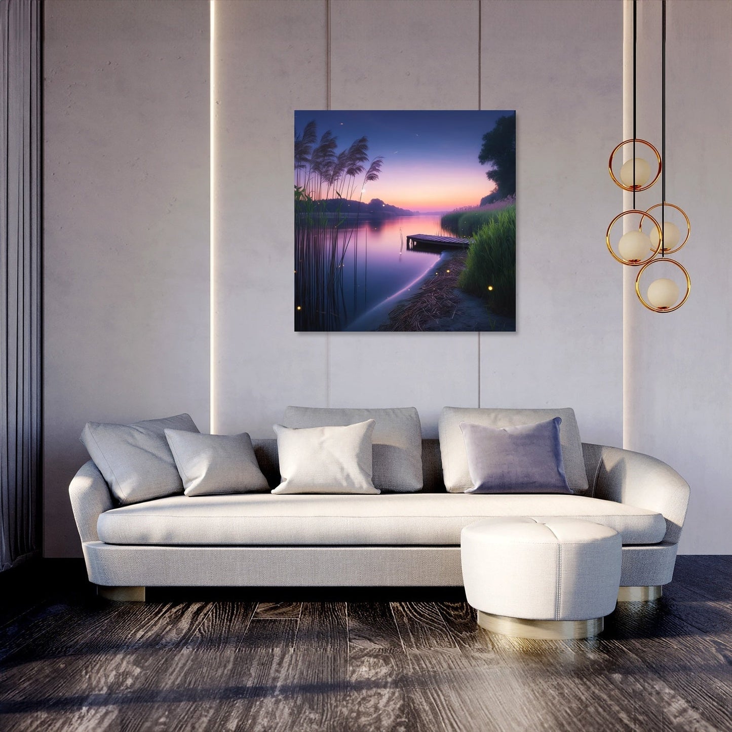 Twilight Riverbank Canvas