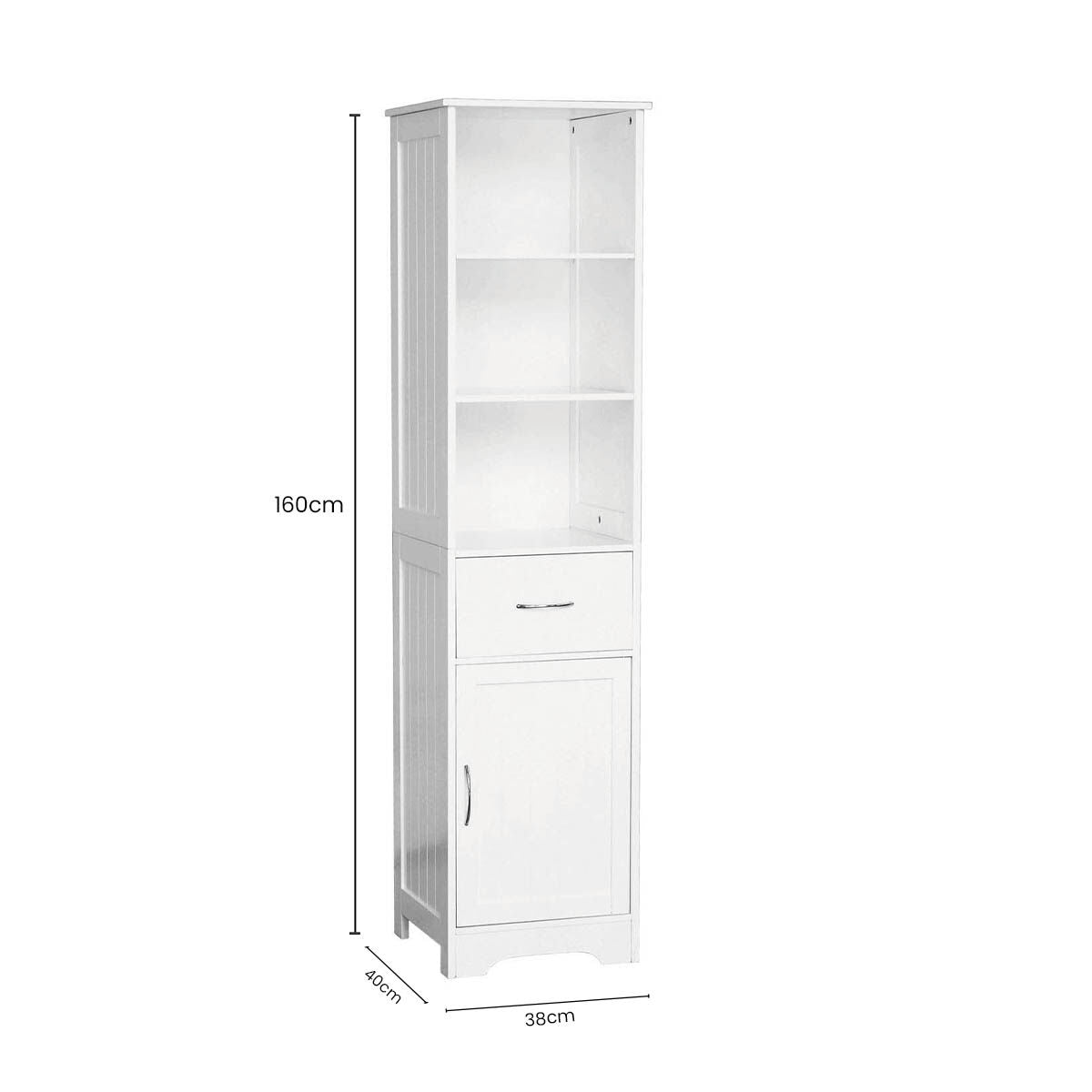 White Wood Floorstanding Cabinet With Shelves