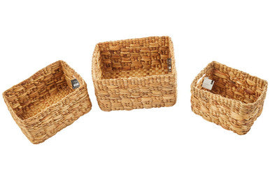 Set of 3 Natural Water Hyacinth Storage Baskets