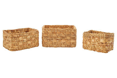 Set of 3 Natural Water Hyacinth Storage Baskets