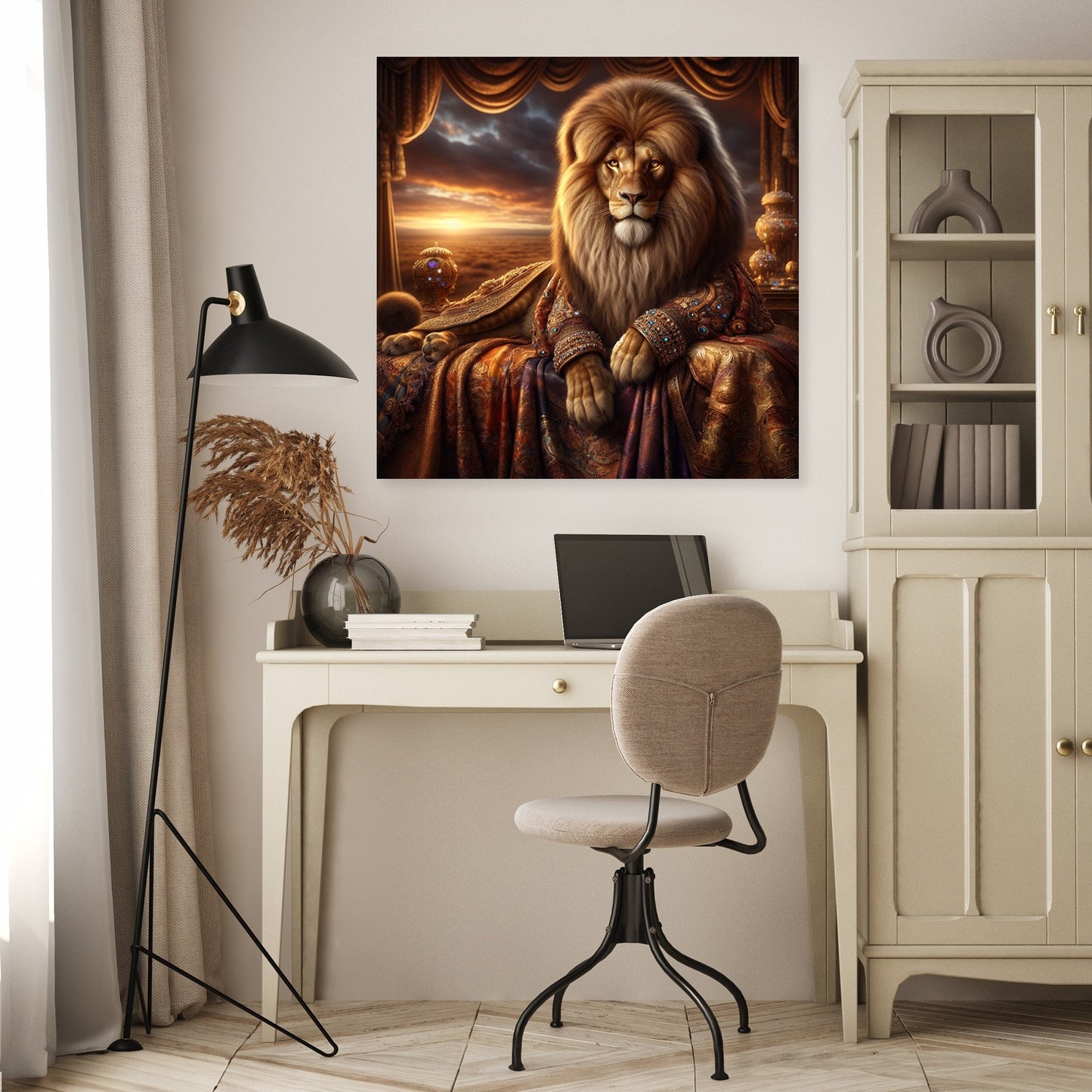 Regal Lion Majesty Sunset Canvas