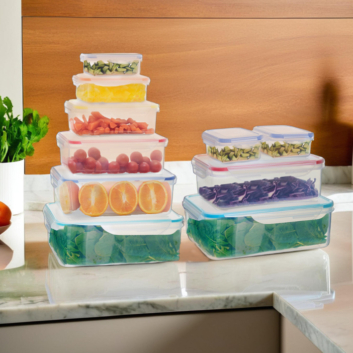 Herrela 5 Piece Square Food Containers with Airtight Lids