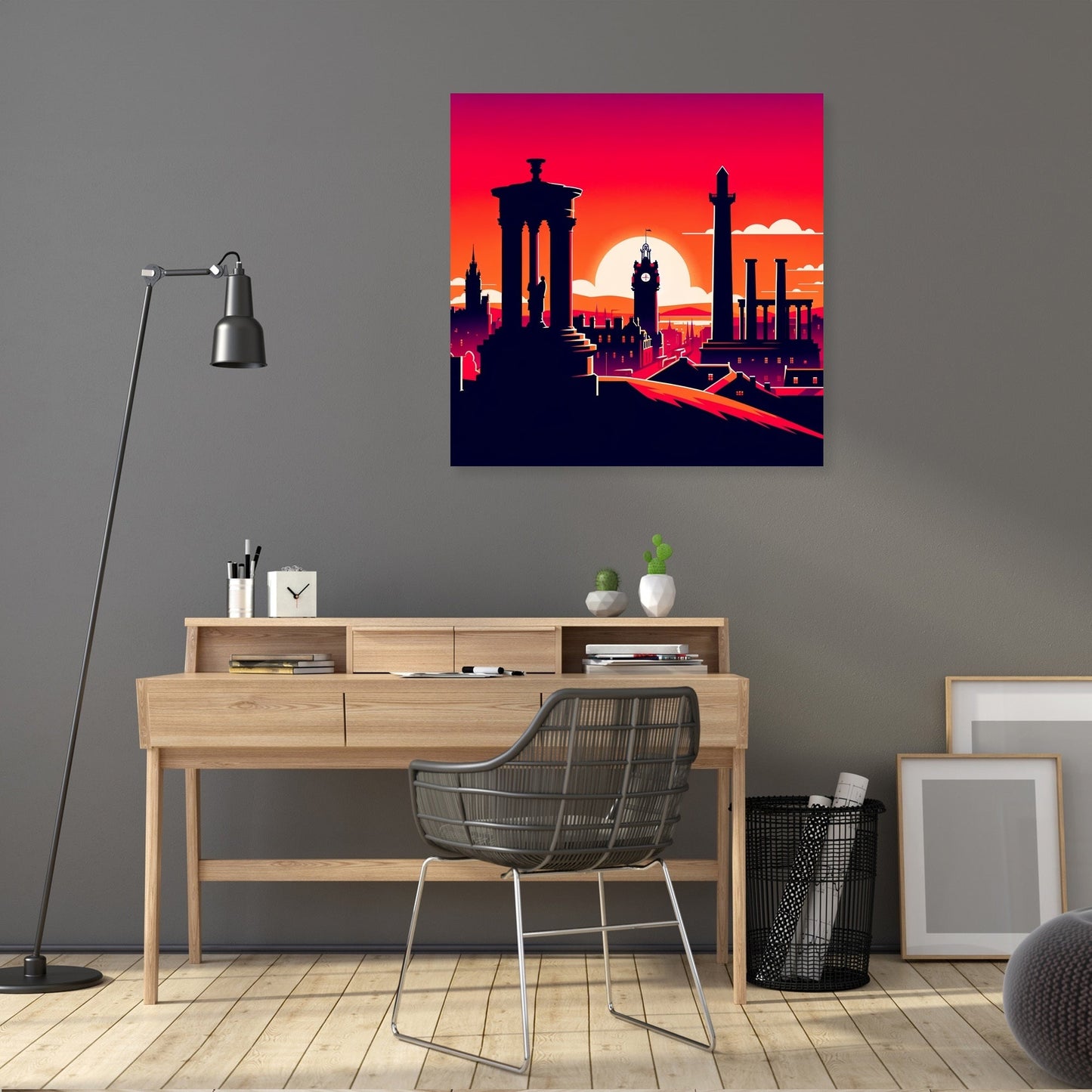 Edinburgh Calton Hill Sunset Silhouette Canvas
