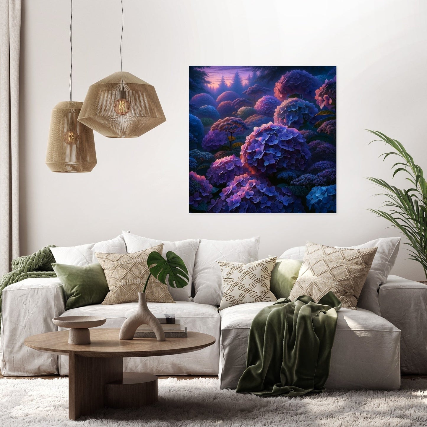 Twilight Hydrangea Harmony Canvas