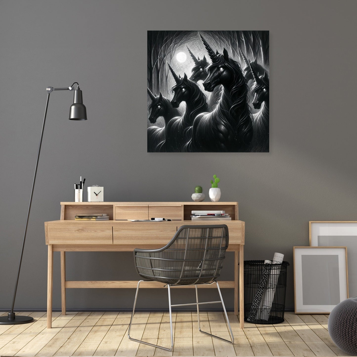 Moonlit Shadows Unicorns Canvas