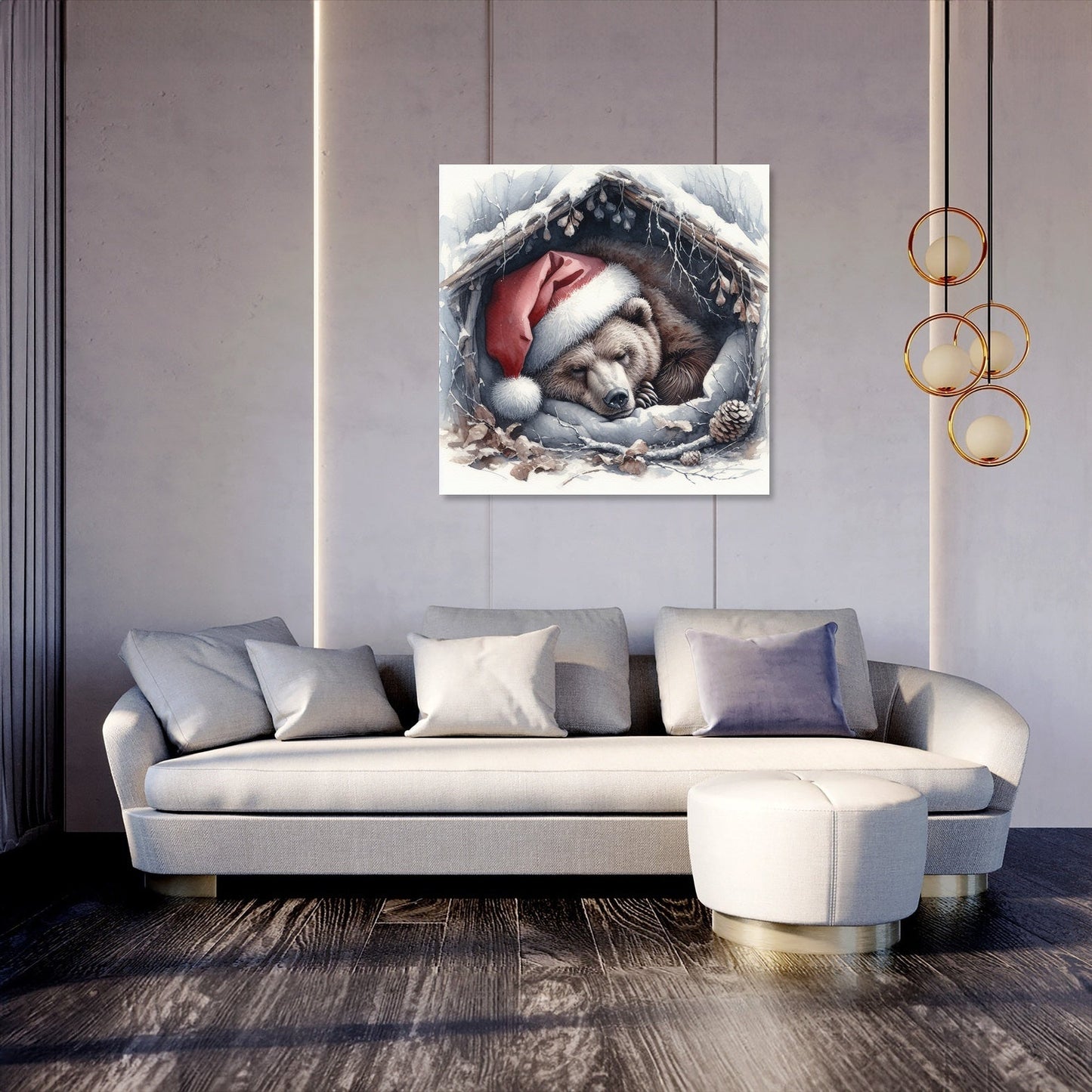 Slumbering Santa Bear Canvas