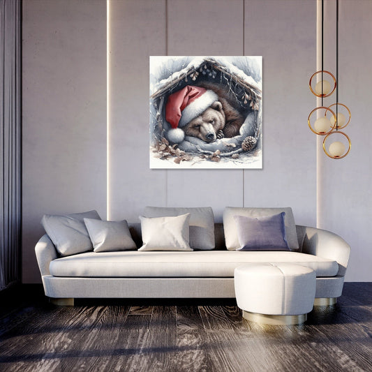 Slumbering Santa Bear Canvas