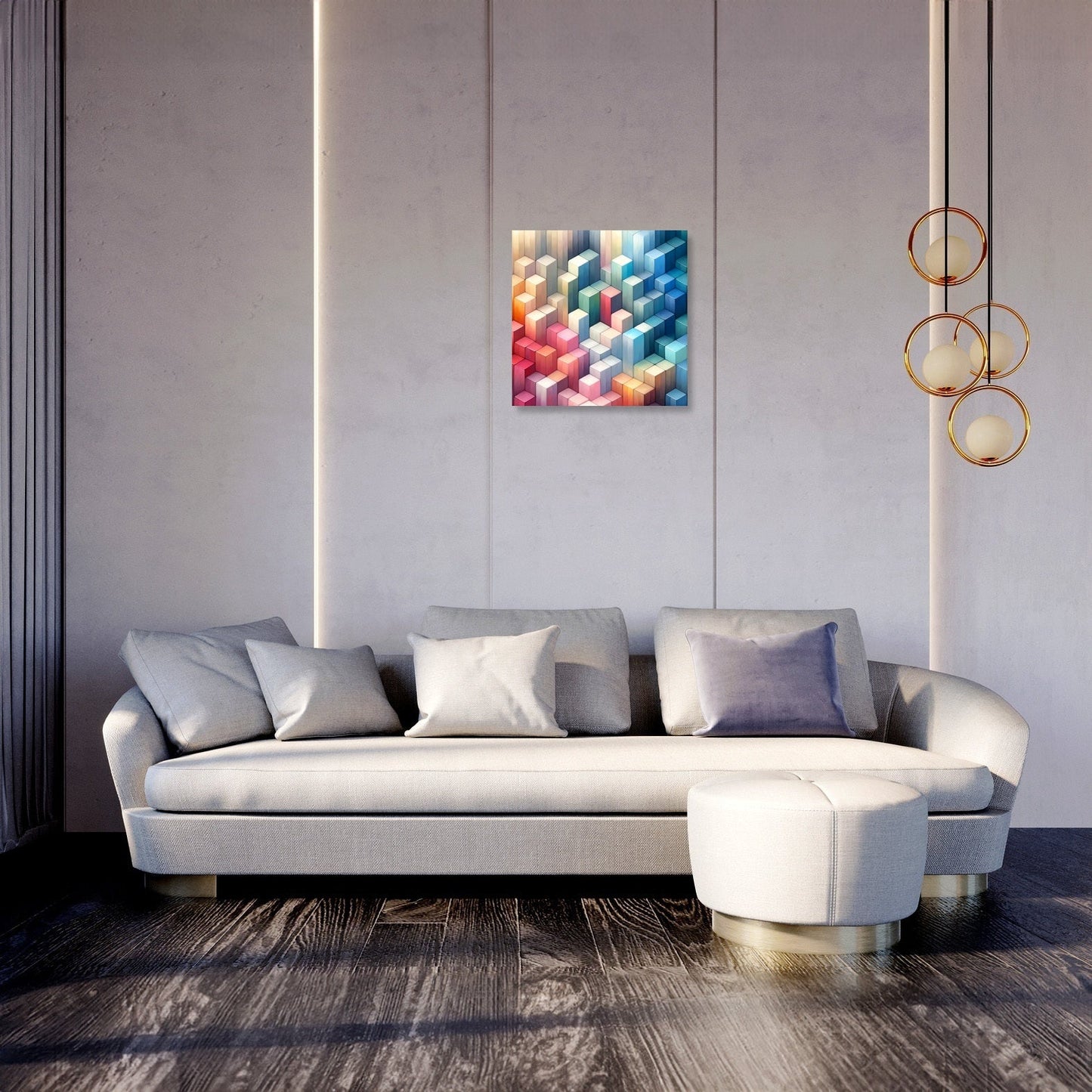 Pastel Serenity Cube Mosaic Canvas
