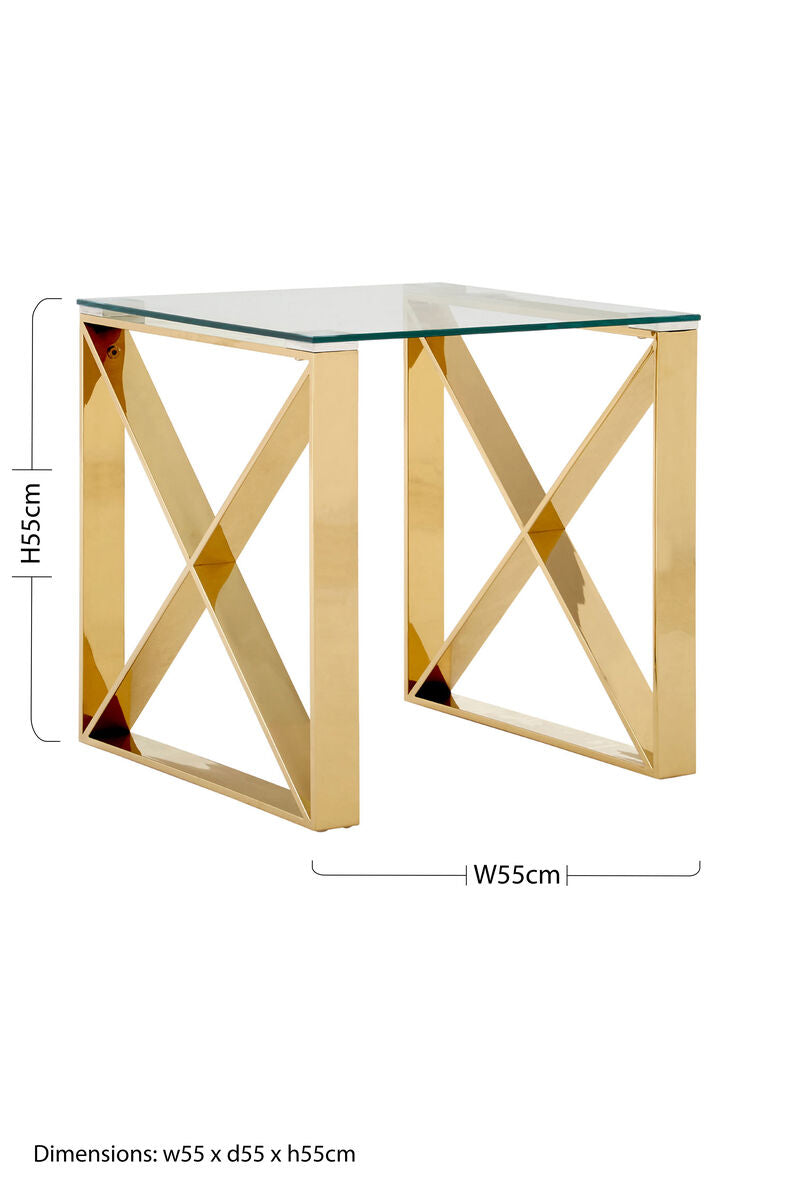 Allure Champagne Gold Cross Legs End Table