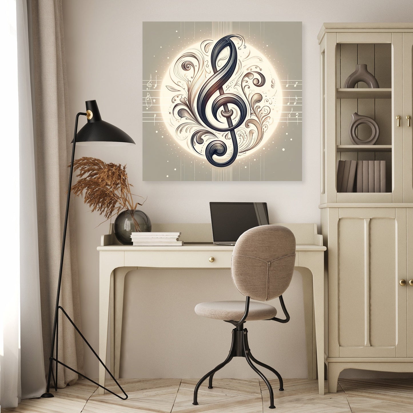 Intricate Treble Clef Canvas