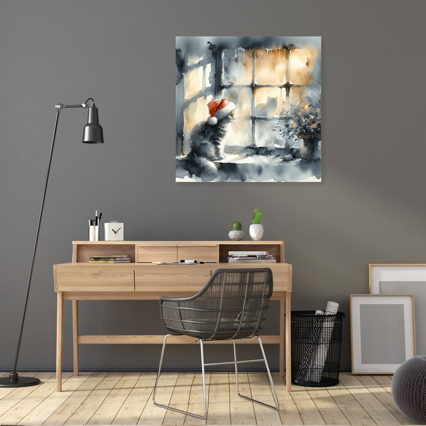 Christmas Solitude Feline Canvas