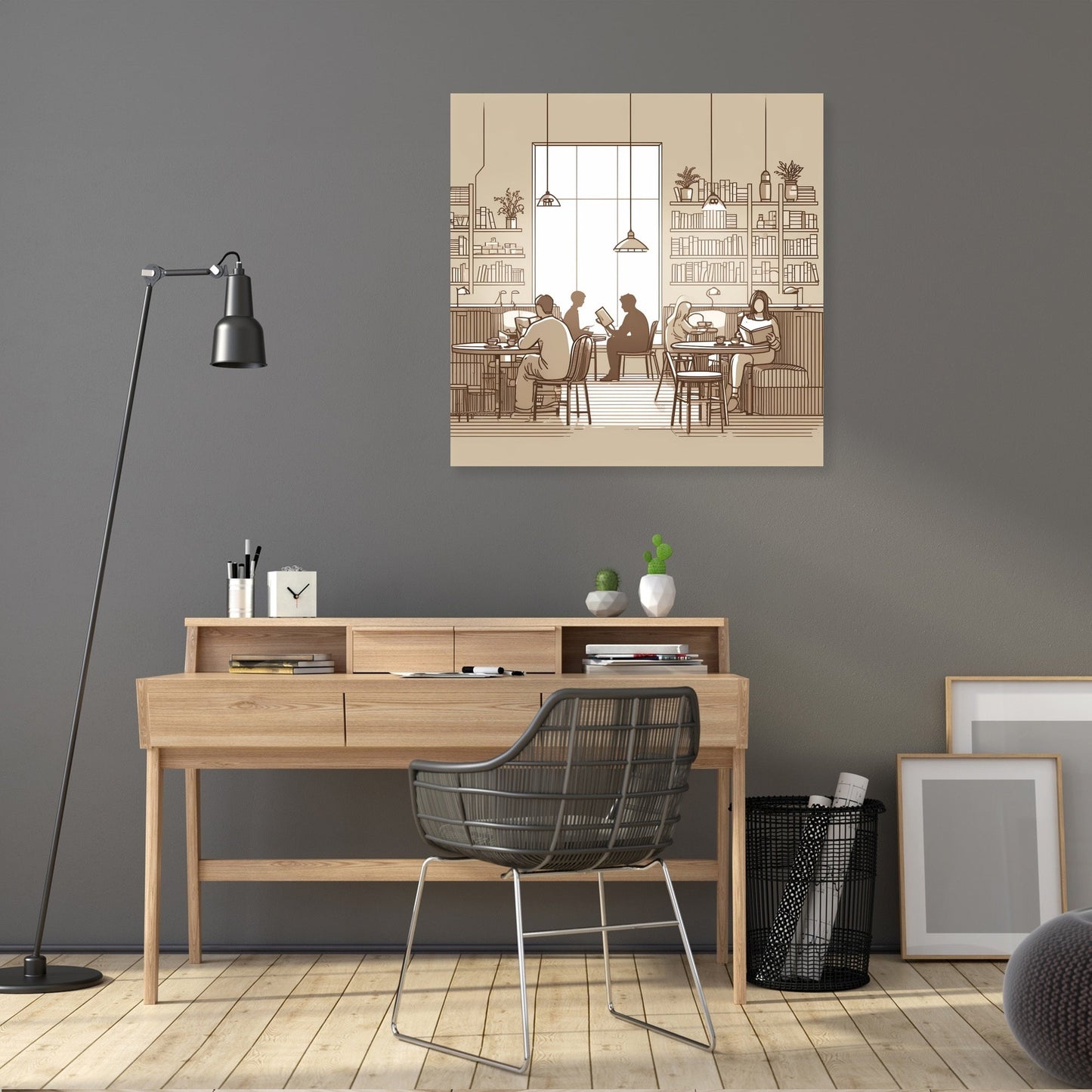Literary Cafe in Muted Shades Canvas