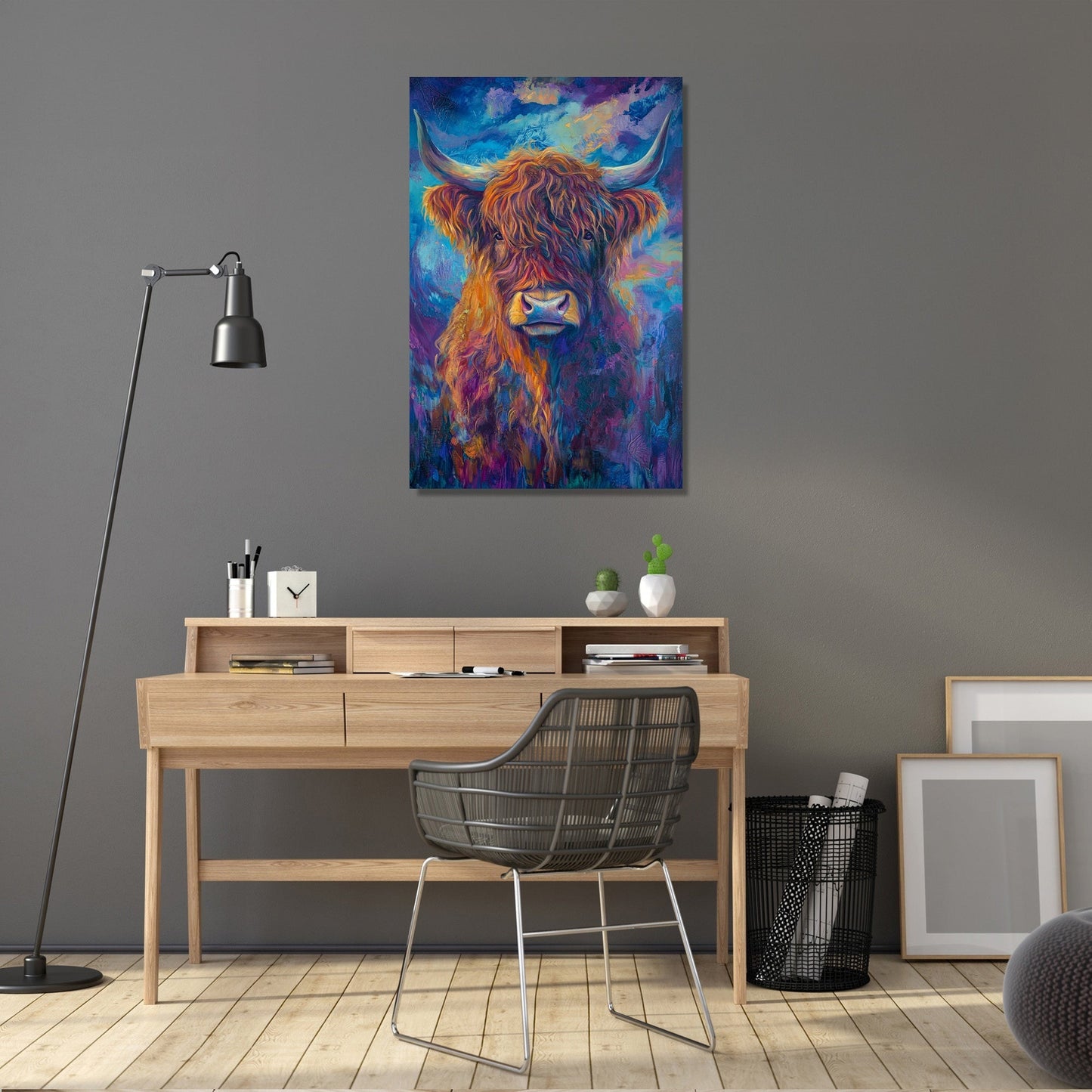 Twilight Highland Cow Canvas
