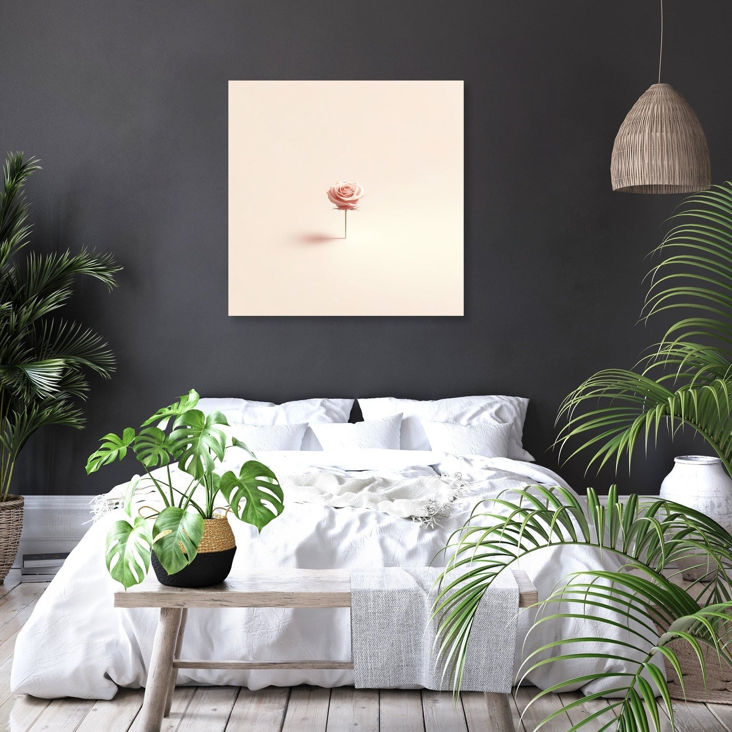 Minimalist Rose Contemplation Canvas